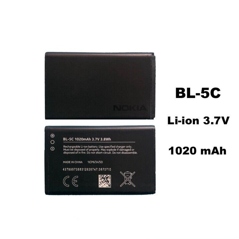 Batterie de remplacement pour Nokia 1100 1600 2112 3100 3555 6085 6205, BL5C BL-5C Batterie de remplacement pour Nokia 1100 1600 2112 3100 3555 6085 6205, BL5C BL-5C